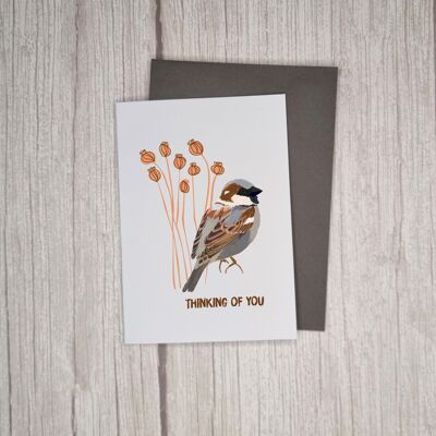 RSPB Thinking Of You Sparrow charity greeting card