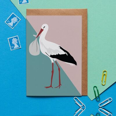Sally the Stork bird greeting card