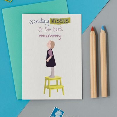 Sending kisses to the best mummy greeting card