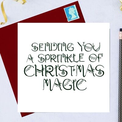 Enviándote una pizca de magia navideña, tarjeta navideña