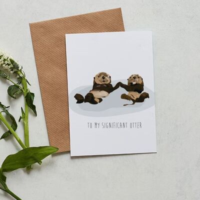 Loutre significative, valentines, amour, carte de voeux d'anniversaire