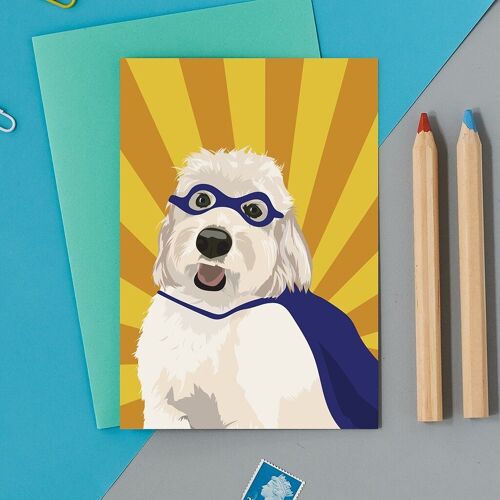 Superhero cockapoo Parker greeting card