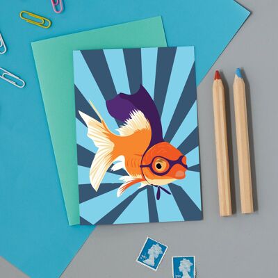 Superhero Goldfish greeting card