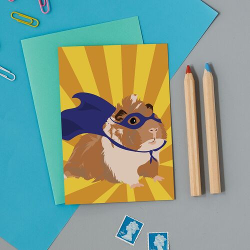 Superhero Guinea Pig greeting card