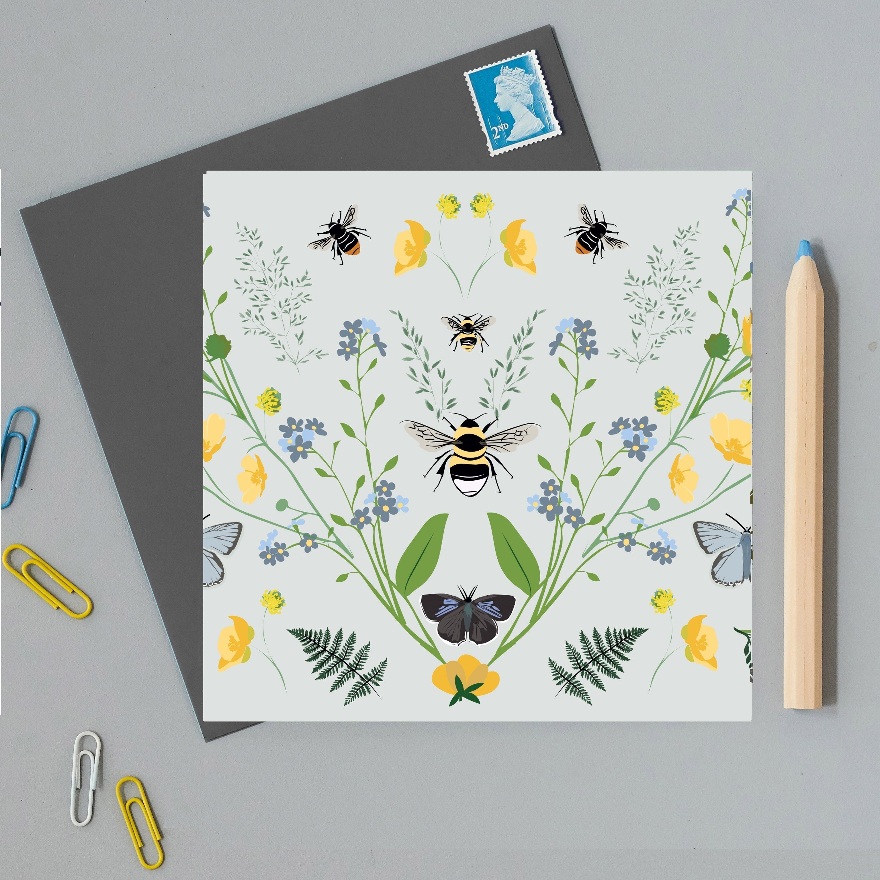 Biglietto d'auguri giallo Watlington Ferns