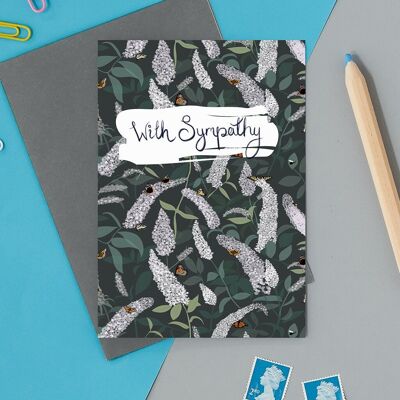 With Sympathy Buddleia Design Greeting Card