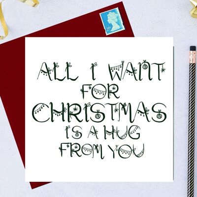 Tutto quello che voglio per Natale è un tuo abbraccio, cartolina di Natale