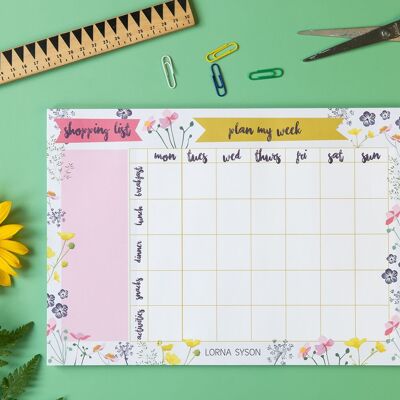 Meadow food weekly planner, week calendar, undated