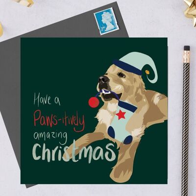 Tarjeta de Navidad benéfica - Golden retriever