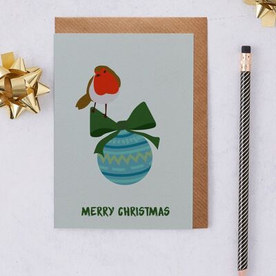 Christmas Bauble Robin Card