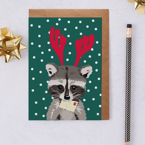 Christmas Card Rebecca the Christmas Racoon