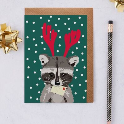 Tarjeta de Navidad Rebecca the Christmas Racoon