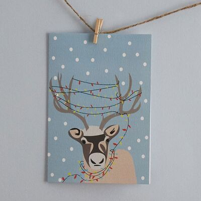 Christmas Card reindeer with Christmas lights