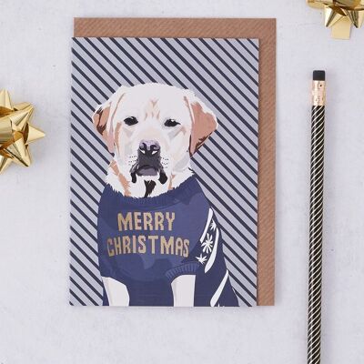 Biglietto natalizio con cane da riporto carta sventata