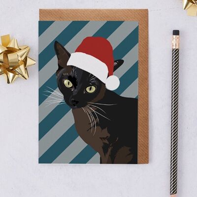 Weihnachtskarte Siamkatze Betty