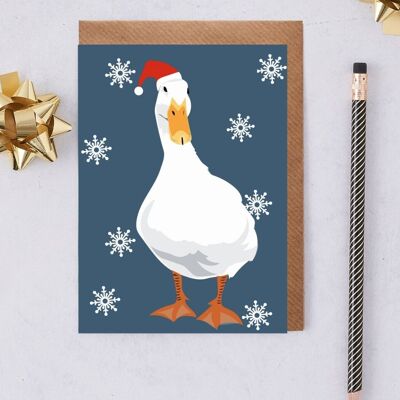 Carte de canard de Noël en bonnet de Noel