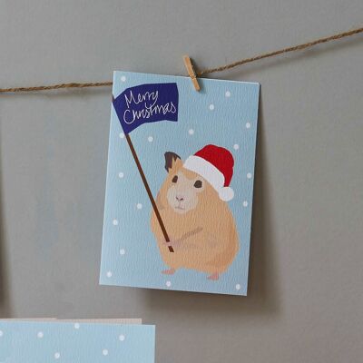 Christmas Hamster Card with santa hat