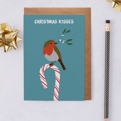 Christmas Kisses Robin Christmas Card