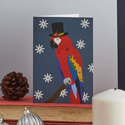 Carte de Noël de perroquet d'ara de Noël