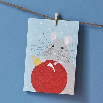 Christmas Mouse Card with bauble