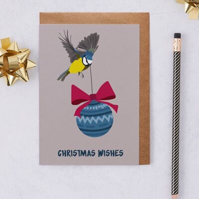 Christmas Wishes Blue Tit Christmas Card