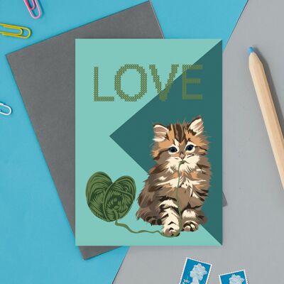 Carte de voeux Saint Valentin chaton amour