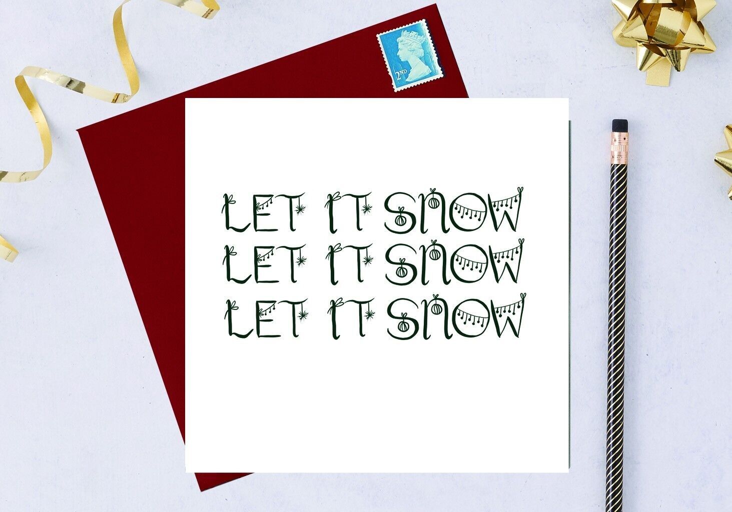 Lass es schneien, lass es schneien, lass es schneien Weihnachtskarte