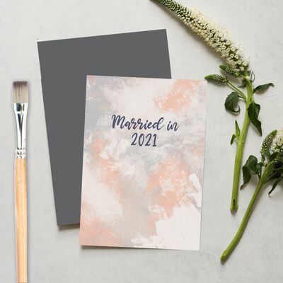 Marié en 2021 carte de voeux de mariage