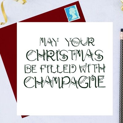 Que tu Navidad se llene de Champagne, tarjeta de Navidad