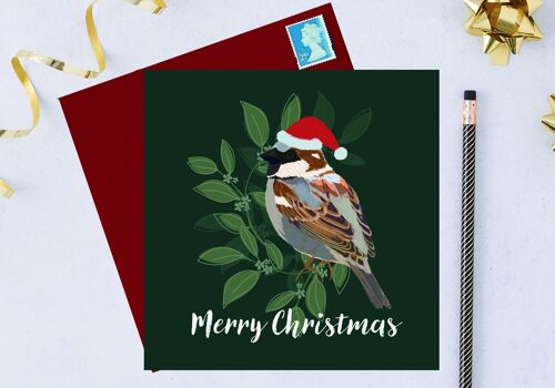 RSPB charity Christmas Card Sparrow