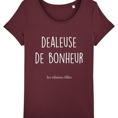Camiseta cuello redondo Dealeuse de bonheur bio, algodón orgánico, burdeos