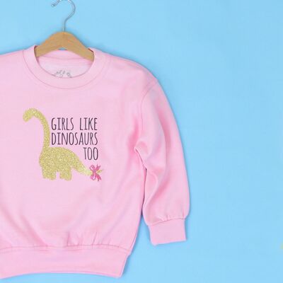 Girls Like Dinosaurs Too Kids Sweatshirt