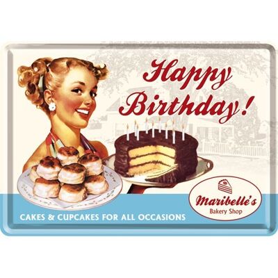 Cartolina: torta di buon compleanno anni '50
