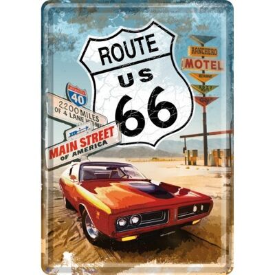 Postkarte - US Highways Route 66 Red Car