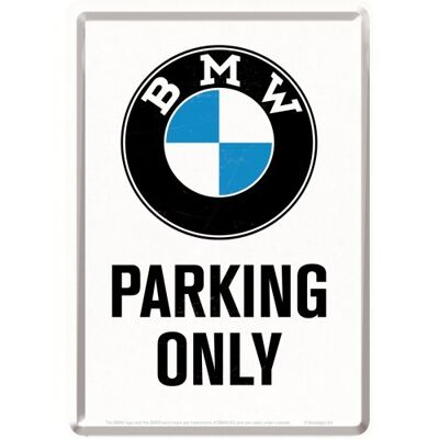 Postkarte-BMW - Parking Only White