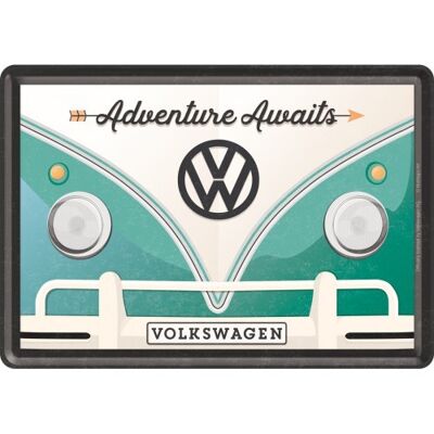 Postkarte - Volkswagen VW Bulli - Abenteuer erwartet