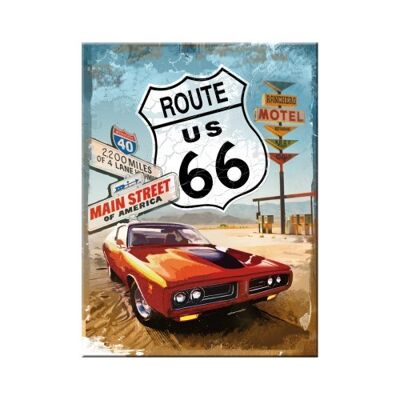 Imán - US Highways Route 66 Red Car