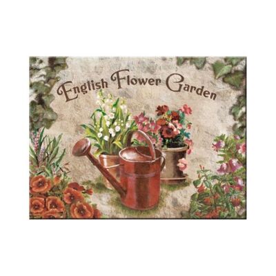 Magnet-Home & Country English Flower Garden Red Can