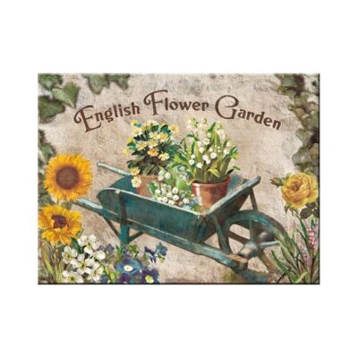 Magnet -Home & Country English Flower Garden Blue Barrow