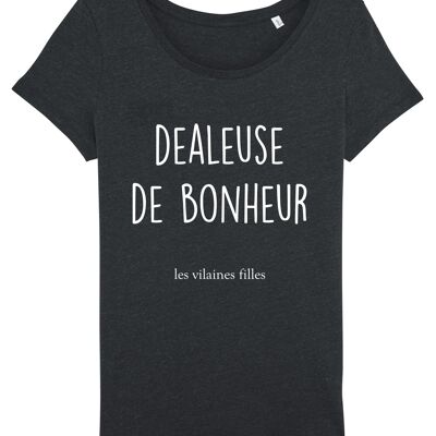 Round neck T-shirt Dealeuse de bonheur bio, organic cotton, black