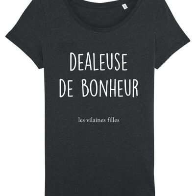 Round neck T-shirt Dealeuse de bonheur bio, organic cotton, black