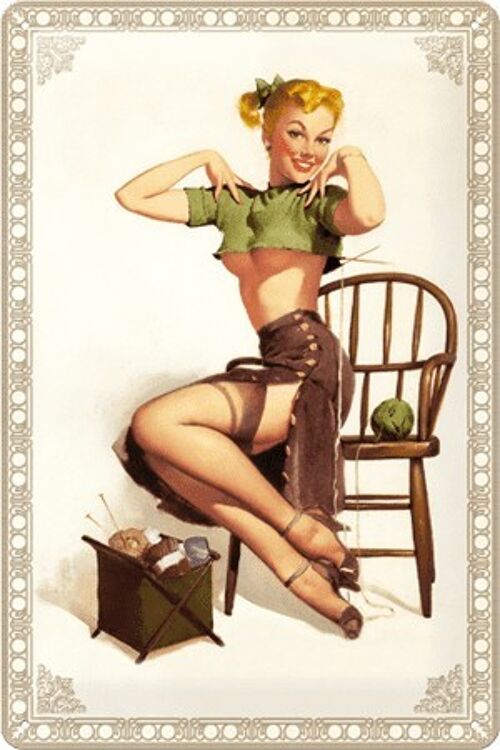 Placa de metal- Pin up - Knitting