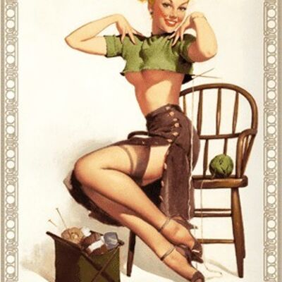 Placa de metal- Pin up - Knitting