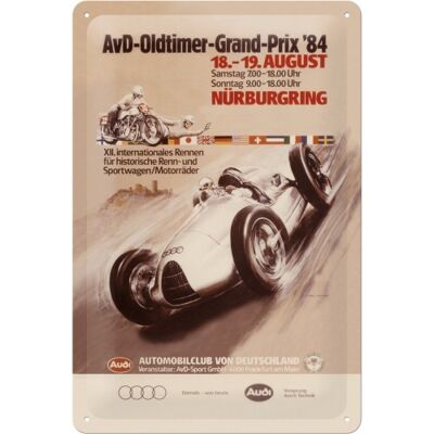 Blechschild -Traditionsmarke Audi AvD Oldtimer Grand Prix