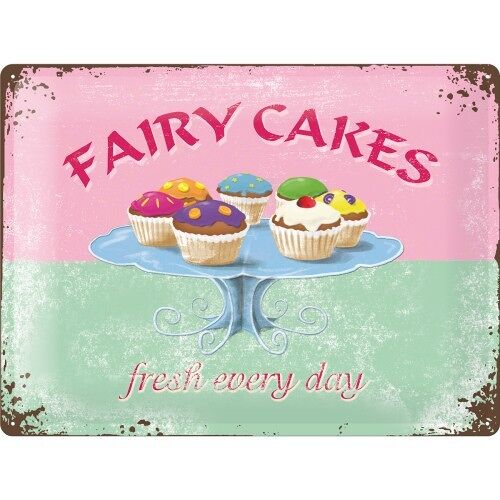 Placa de metal - Home & Country Fairy Cakes - Fresh every Day