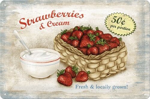 Placa de metal - Strawberries & Cream