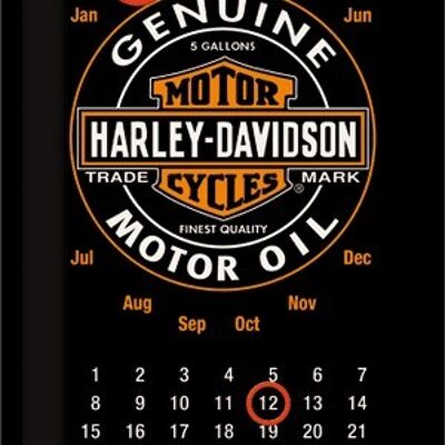 Targhetta in metallo con calendario, originale Harley-Davidson