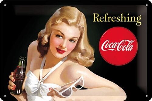 Placa de metal - Coca-Cola - Refreshing Lady