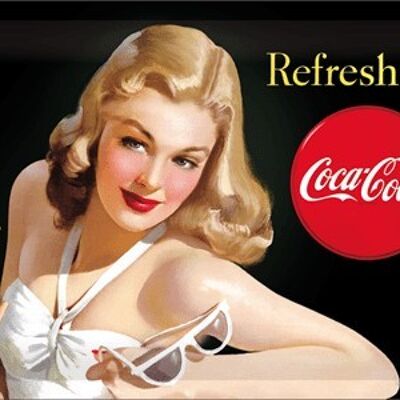 Placa de metal - Coca-Cola - Refreshing Lady