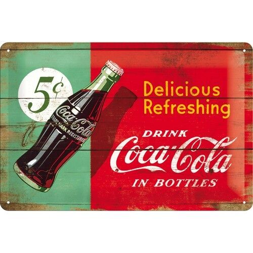 Placa de metal- Coca-Cola - Delicious Refreshing Green